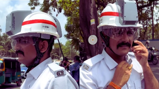 Viral Video: Traffic Policeman Wears AC Helmet in Glaring Sunlight, Surat Witnesses Unusual Sight | Watch Video